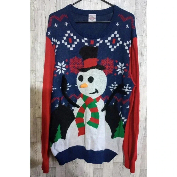 Well Worn Holiday Sweater Ugly‎ Sweater Snowman 3D Arms & Carrot Nose Womens XL - Picture 1 of 5